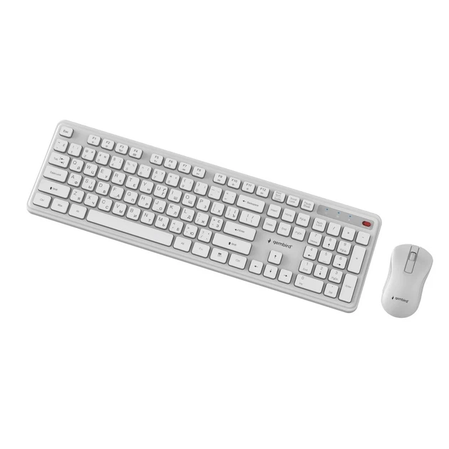 Комплект клавіатура + миша Gembird KBS-WPS-01-W-CYRL Slim Pro Business бездротовий RU розкладка White (8716309137034) - зображення 4