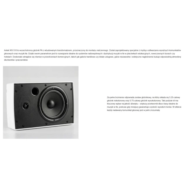 Настенный громкоговоритель Avtek WS 510 (5907731310901) - Фото 4 Настенный громкоговоритель Avtek WS 510 (5907731310901) - изображение 4