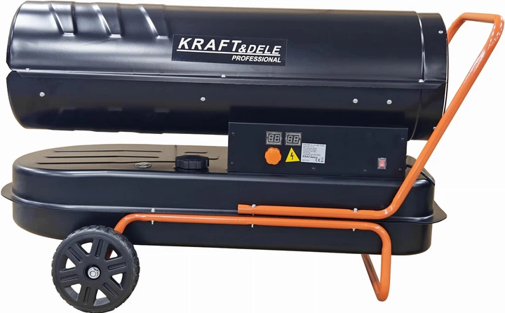 Дизельная тепловая пушка 60 кВт, 1100 м³/ч на колесах Kraft&Dele KD11712 с термостатом для обогрева складов, ангаров и производственных помещений - изображение 2