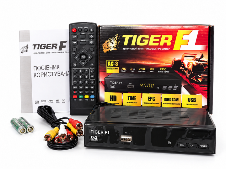 Супутниковий ресивер Tiger F1 HD DVB-S/S2 з підтримкою Dolby AC-3 та USB - изображение 2