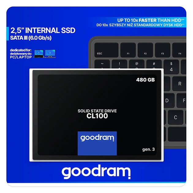 Твердотільний накопичувач GoodRAM CL100 SSD 480Gb 2.5" TLC (SSDPR-CL100-480-G3) (9C9B04DC3D50) - Фото 3 Твердотільний накопичувач GoodRAM CL100 SSD 480Gb 2.5" TLC (SSDPR-CL100-480-G3) (9C9B04DC3D50) - зображення 3