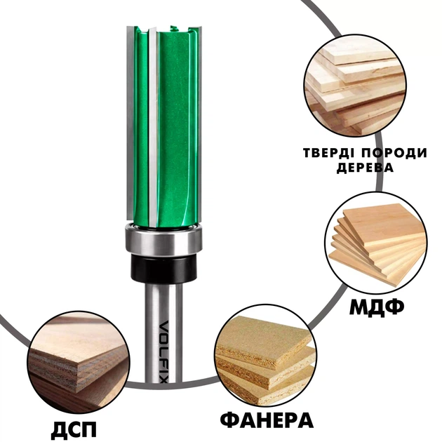 Фреза обкаточна пряма з верхнім підшипником VOLFIX (OB-25) D16 h40 d8 z4 ((OB-25) D16 h40 d8 z4) - Фото 4 Фреза обкаточна пряма з верхнім підшипником VOLFIX (OB-25) D16 h40 d8 z4 ((OB-25) D16 h40 d8 z4) - зображення 4