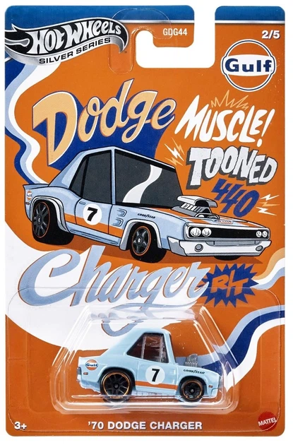 Колекційна машинка Hot Wheels Silver Series Tooned Gulf Racing '70 Dodge Charger 1:64 (JCB63) (0194735267385) - Фото 1 Колекційна машинка Hot Wheels Silver Series Tooned Gulf Racing '70 Dodge Charger 1:64 (JCB63) (0194735267385) - зображення 1