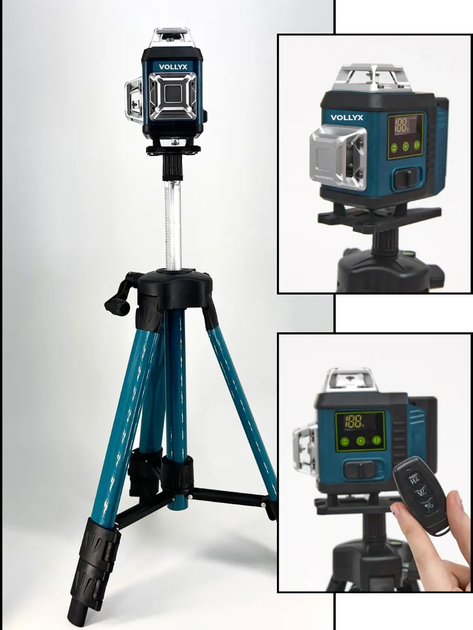 Лазерний рівень з екраном Laser Level 4D нівелір на тринозі 16 ліній зелений промінь + кейс і 2 АКБ - зображення 11