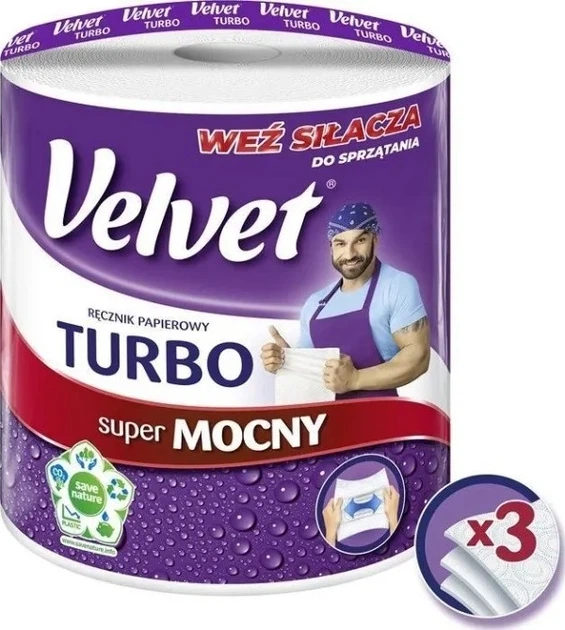 Паперовий рушник Velvet Turbo 3 шари 340 відривів (5901478002730) - Фото 2 Паперовий рушник Velvet Turbo 3 шари 340 відривів (5901478002730) - зображення 2