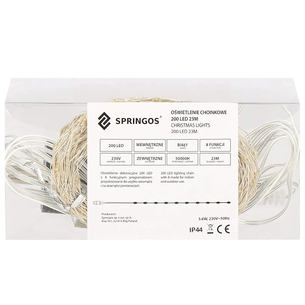 Світлодіодна гірлянда-нитка Springos CL0083 200 LED Холодний білий (5907719401188) - зображення 4