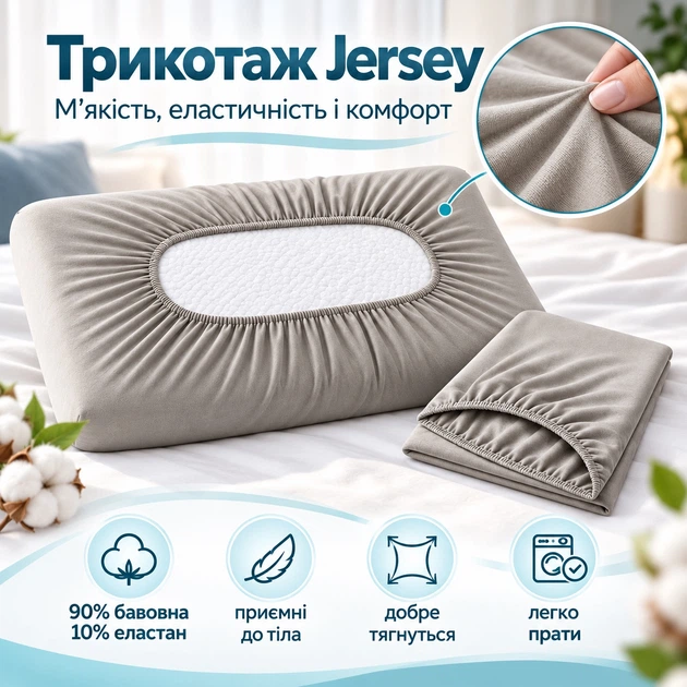 Набор подушка ортопедическая IDEIA SleepWell 60х40х13 см с эффектом памяти + 2 трикотажные наволочки (4823133302454) - изображение 4
