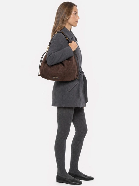 Torebka hobo damska zamszowa Gianni Chiarini BS-12260-CM-PL-974 Ciemnobrązowa (800070361173) - obraz 2