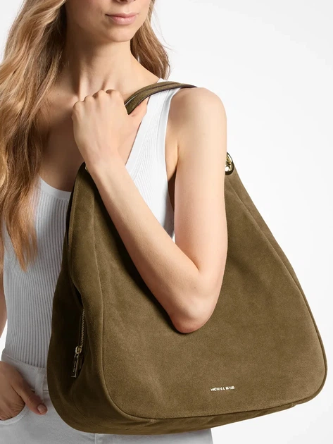 Сумка хобо жіноча з натуральної замші велика Michael Kors 30F6GEJE7S-282 Хакі (800070364539) - зображення 2