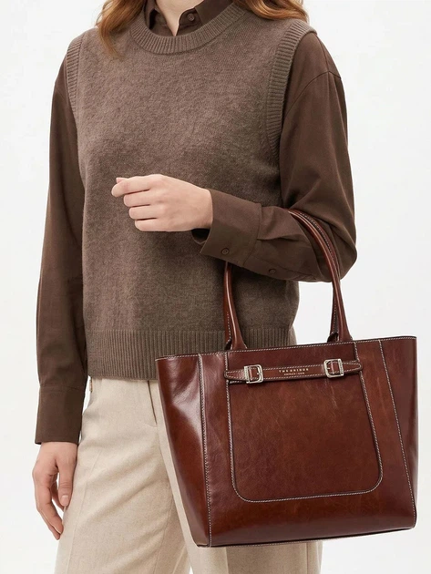 Torebka shopper damska skórzana The Bridge 44353501-14 Brązowa (800070364973) - Zdjęcie 2 Torebka shopper damska skórzana The Bridge 44353501-14 Brązowa (800070364973) - obraz 2