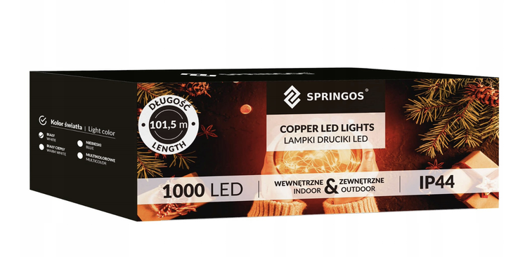 Світлодіодна гірлянда-нитка на котушці Springos CL4044 1000 LED Холодний білий (5907719442389) - зображення 9