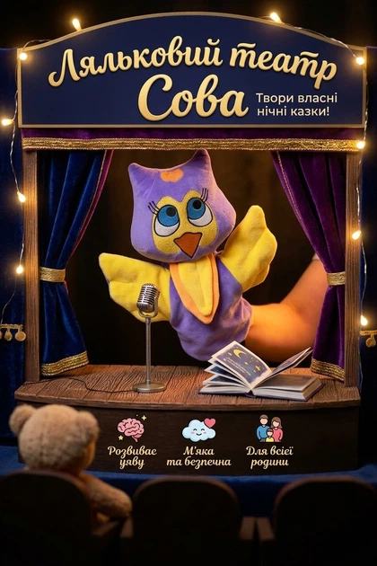 Игрушка кукольный театр "Сова" , игрушка совёнок, игрушка на руку - Фото 1 Игрушка кукольный театр "Сова" , игрушка совёнок, игрушка на руку - изображение 1