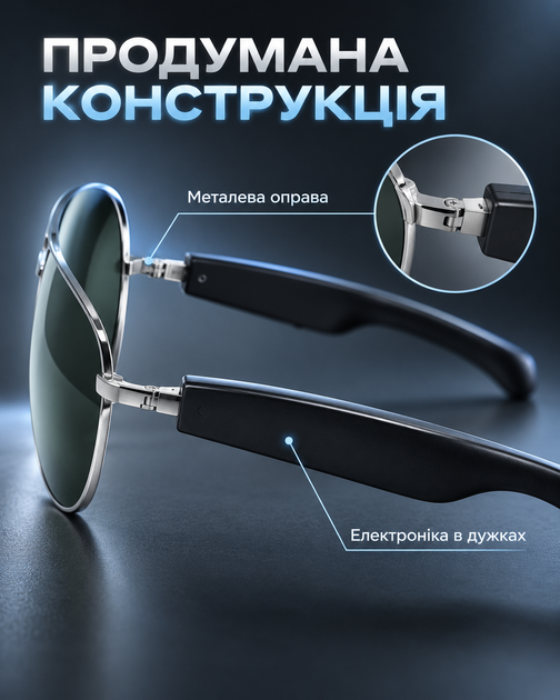 Смарт-окуляри Bluetooth з AI-перекладом і навушниками, сріблясті - зображення 7