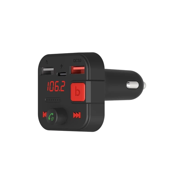 FM-трансмиттер Savio TR-15 с дисплеем Bluetooth зарядное устройство PD USB-C USB-A Quick Charge Bass Boost (5901986047889) - изображение 3