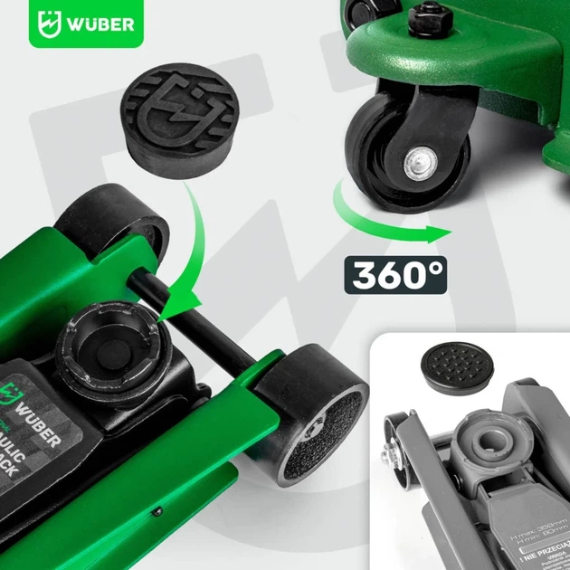 Домкрат автомобильный низкопрофильный Wuber 80-375 мм 2,5 т (5908239734756) - изображение 8