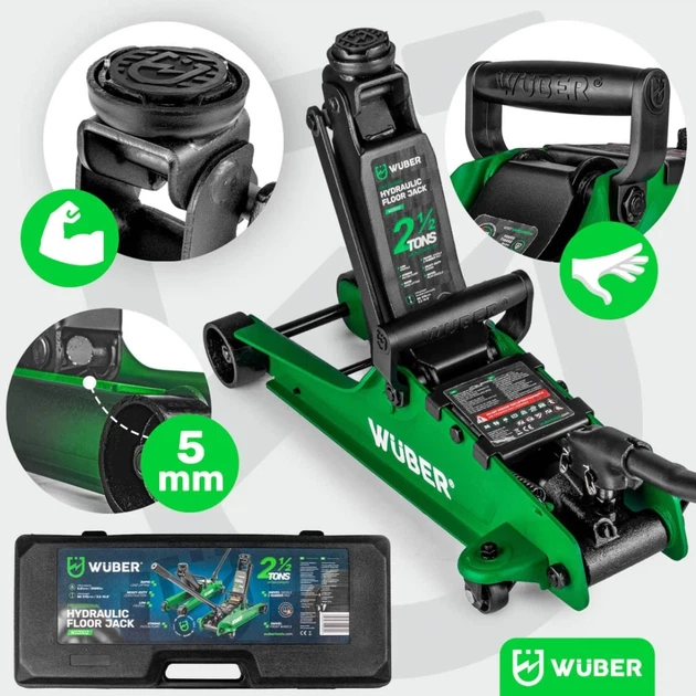 Домкрат автомобильный низкопрофильный Wuber 80-375 мм 2,5 т (5908239734756) - изображение 15