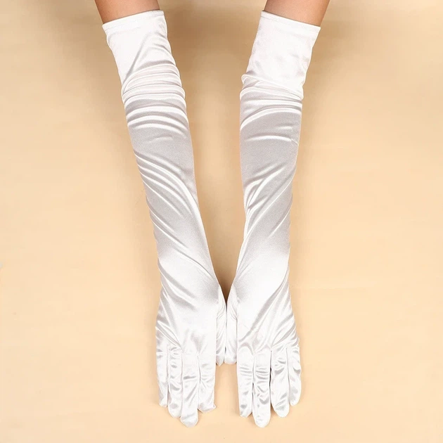 Довгі атласні рукавички honey fashion accessories s/m/l кремовий (30к048) - зображення 2