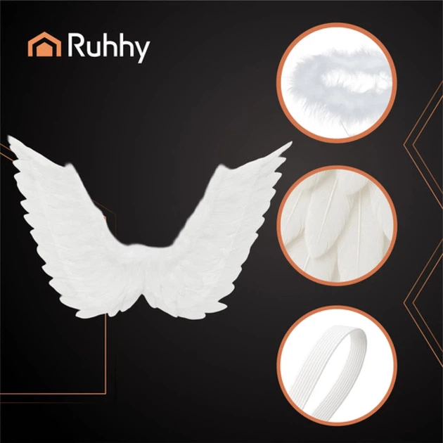 Крылья ангела Ruhhy 2 шт 70 x 45 см с нимбом White (5900779959408) - изображение 6