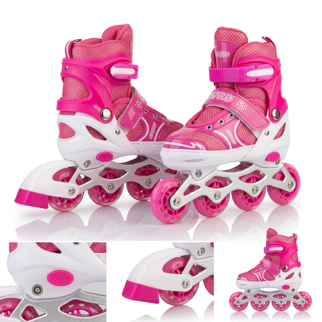 Детские раздвижные ролики розовые SP-Sport Skates 7811 размер 34-38 Pink-Light Pink - изображение 5