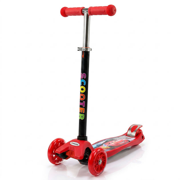Самокат детский трехколесный Тачки со светящимися колесами Scooter Maxi 7118 от 3 лет - изображение 6