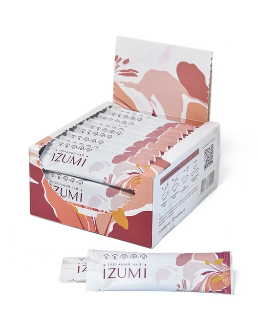 Гречаний чай IZUMI з насіння татарської гречки, без цукру і кофеїну, коробка 25 стіків по 5 грам - Фото 1 Гречаний чай IZUMI з насіння татарської гречки, без цукру і кофеїну, коробка 25 стіків по 5 грам - зображення 1