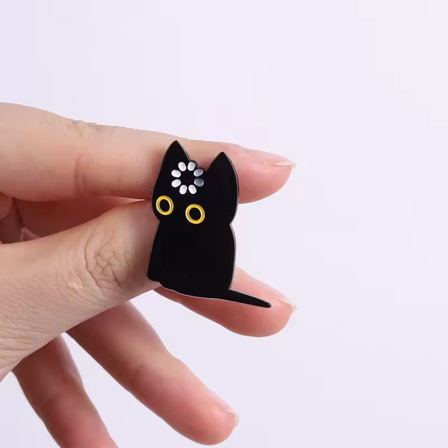Брошь значок пин Черный кот с котиком для одежды и рюкзака - Фото 7 Брошь значок пин Черный кот с котиком для одежды и рюкзака - изображение 7