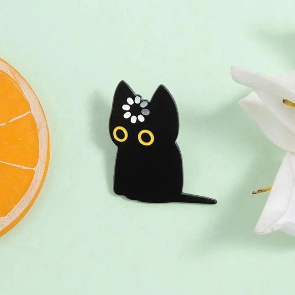 Брошь значок пин Черный кот с котиком для одежды и рюкзака - Фото 10 Брошь значок пин Черный кот с котиком для одежды и рюкзака - изображение 10
