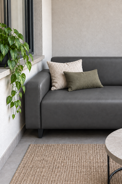 Диван офисный Tobi Sho Арне с подлокотниками 1380х700х740 мм, кожзам Dark Grey/2233 - изображение 5