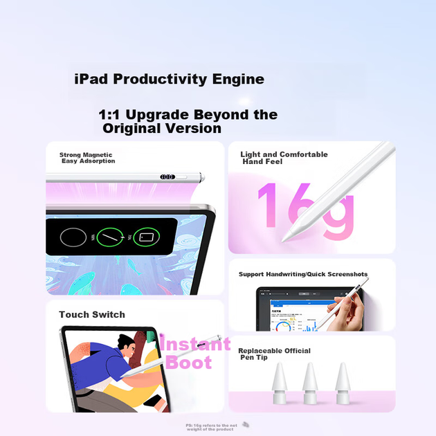 Ємнісний стилус UGREEN [версія з відображенням цифр], сумісний з iPad Pro/Air 8/Mini7/iPad 11 2026 року, магнітним стилусом для iPad, Apple Pencil - зображення 8