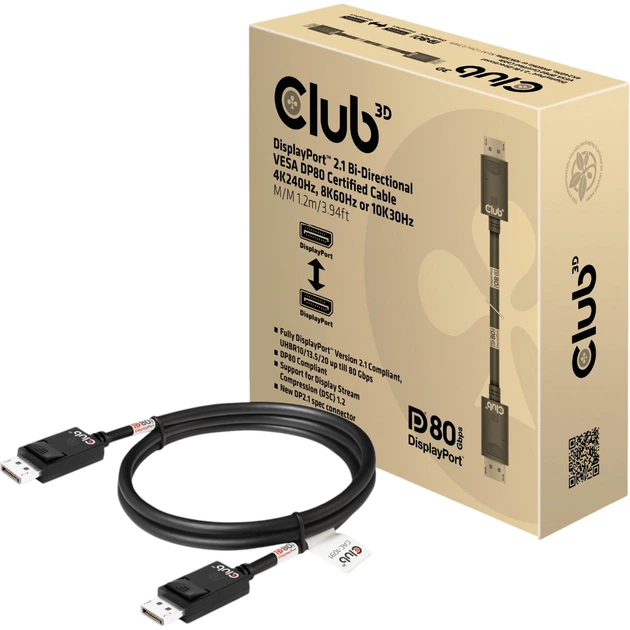 Kabel Club 3D DisplayPort 2.1 1.2 m Black (CAC-1091) - obraz 6