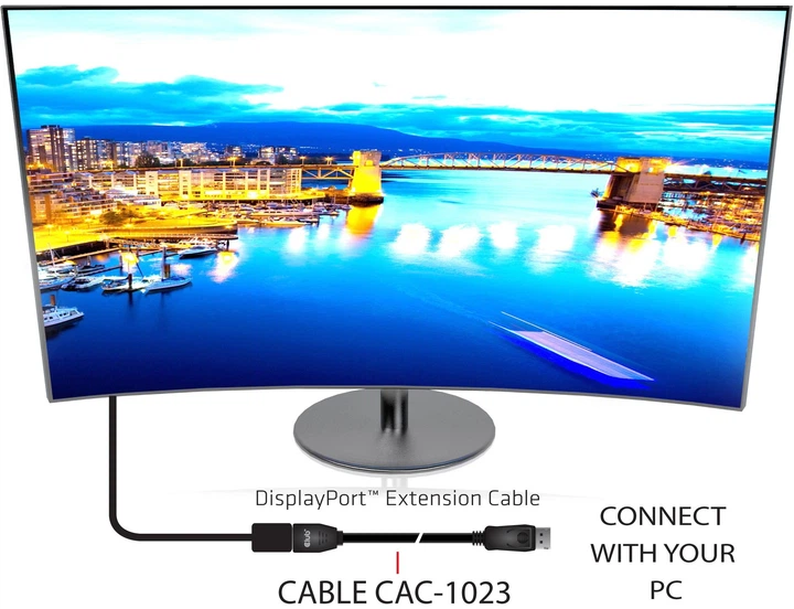 Kabel Club 3D DisplayPort - DisplayPort 1.4 przedłużający 3 m Black (CAC-1023) - obraz 3