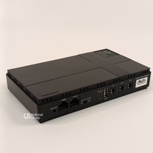 Джерело безперебійного живлення для роутера та модема Mini UPS 45 Вт, акумуляторний блок резервного живлення з DC 5В/9В/12В, PoE 15В/24В, USB-A, Type-C, LAN, автоматичним перемиканням на акумулятора та LED-індикацією, NET-45-Black - зображення 13