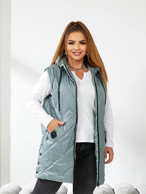 Теплий жилет довгий жіночий ELFBERG MAR-0513 48-50 Фісташковий (2000001067895) - Фото 6 Теплий жилет довгий жіночий ELFBERG MAR-0513 48-50 Фісташковий (2000001067895) - зображення 6