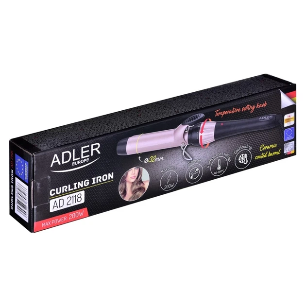 Плойка Adler AD2118 56 Вт 32 мм Black/Pink (5903887808286) - Фото 3 Плойка Adler AD2118 56 Вт 32 мм Black/Pink (5903887808286) - изображение 3
