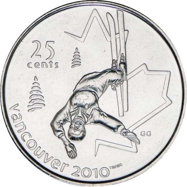 Монета 25 центів 2008 XF Лижний фрістайл. XXI winter Olympic Games, Vancouver 2010 - Freestyle Skiing - Фото 1 Монета 25 центів 2008 XF Лижний фрістайл. XXI winter Olympic Games, Vancouver 2010 - Freestyle Skiing - зображення 1