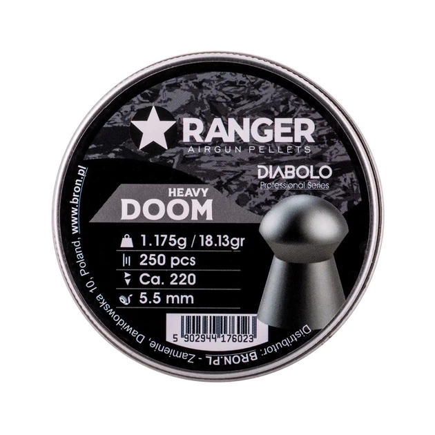 Пули пневматические RANGER Diabolo Doom Heavy 5,5 мм 1,175 г 250 шт (5902944176023) - изображение 2