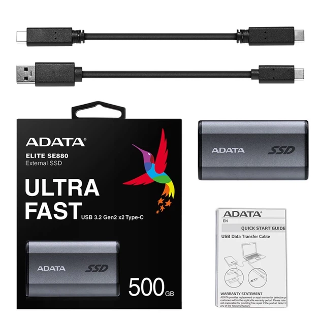 Внешний Adata SSD Elite SE880 500 ГБ USB 3.2 Gen 2x2 Grey (4711085935786) - изображение 6