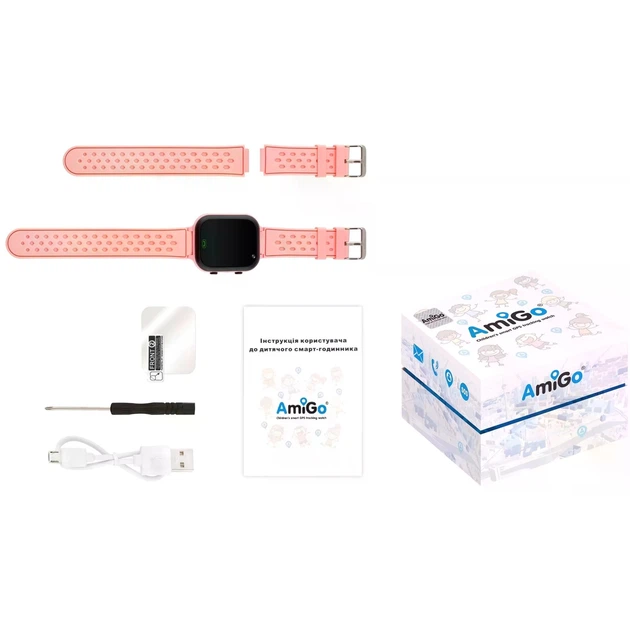 Дитячий смарт-годинник AmiGo GO009 Camera+LED WIFI Pink - зображення 5