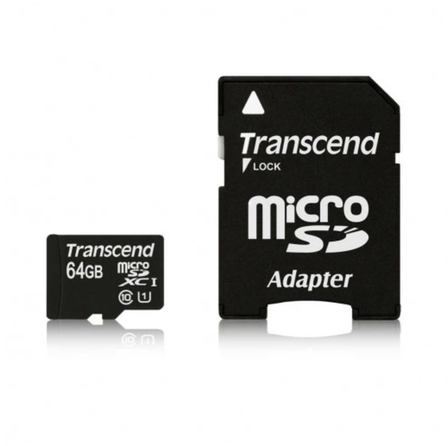 Карта памяти Transcend 300S 64GB microSDXC A1 U1 Class 10, 100 МБ/с + SD-адаптер - Фото 2 Карта памяти Transcend 300S 64GB microSDXC A1 U1 Class 10, 100 МБ/с + SD-адаптер - изображение 2