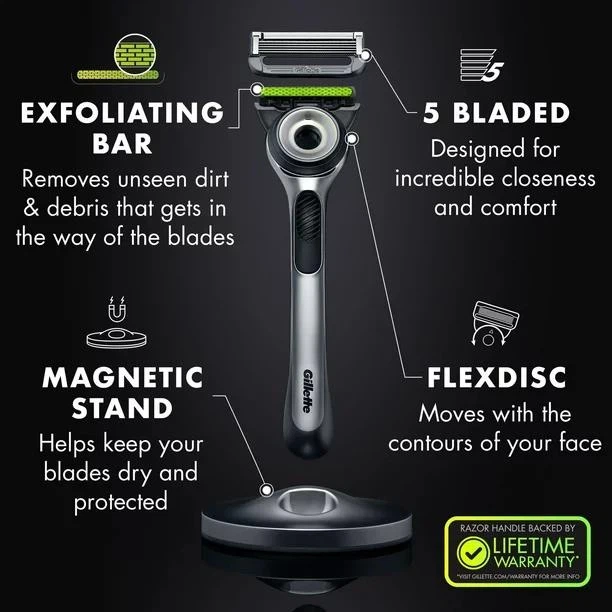 Станок для бритья мужской (Бритва) Gillette Labs c 2 сменными картриджами и подставкой Silver - Фото 6 Станок для бритья мужской (Бритва) Gillette Labs c 2 сменными картриджами и подставкой Silver - изображение 6