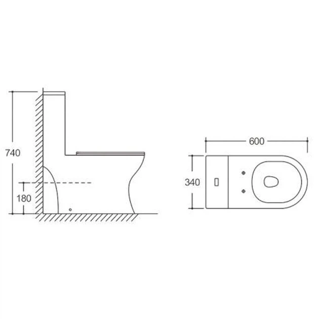 Унітаз моноблок підлоговий MIXXUS BEVEL-0408-T3 600x340x740mm система змиву TORNADO 3.0 (MI8484) - изображение 2