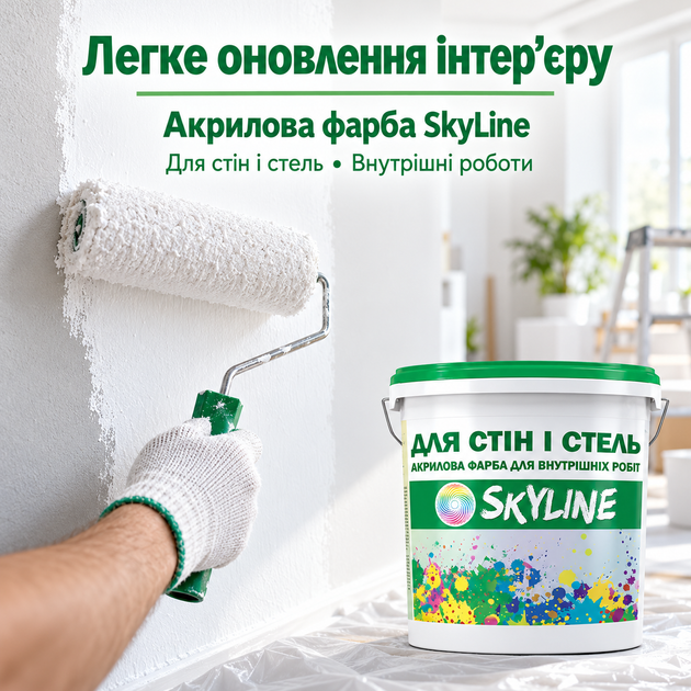 Краска акриловая водоэмульсионная Для Стен и Потолков SkyLine 4,2 кг - изображение 3