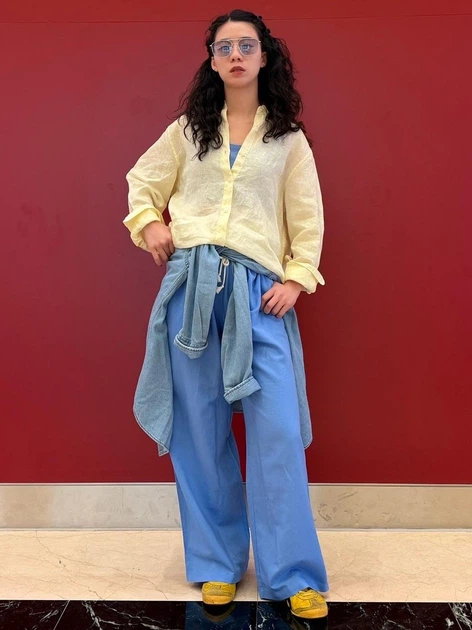 Брюки женские Uniqlo 95865816 XL Голубые (1163258952) - Фото 5 Брюки женские Uniqlo 95865816 XL Голубые (1163258952) - изображение 5