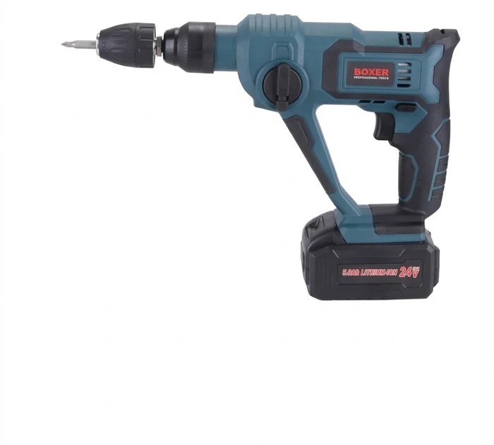 Перфоратор BOXER SR-149 аккумуляторный ударный 24 В SDS-plus для сверления бетона металла дерева с двумя АКБ и патронами - изображение 3
