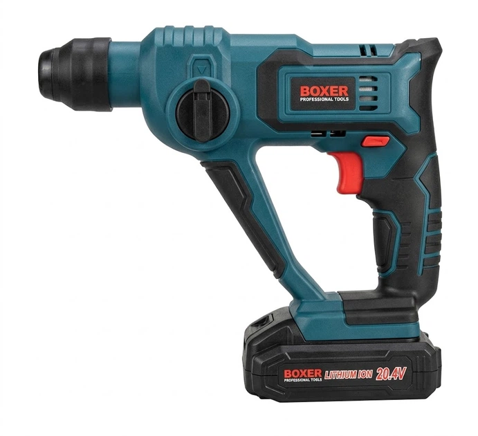 Перфоратор BOXER SR-146 аккумуляторный ударный SDS-plus для бетона дерева металла 20,4 В 1 Дж 2 батареи Li-Ion в кейсе - изображение 3