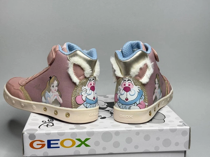 Детские демисезонные ботинки хайтопы с мигалками Geox Skylin 32 розовый/белый девочке - изображение 4