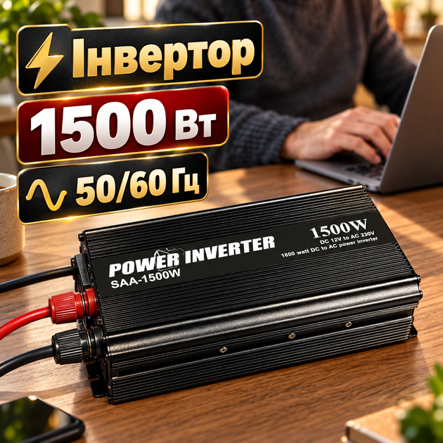 Инвертор 12 на 220 преобразователь напряжения 1500 Вт с LCD дисплеем USB портом и алюминиевым корпусом для авто и дома - изображение 6