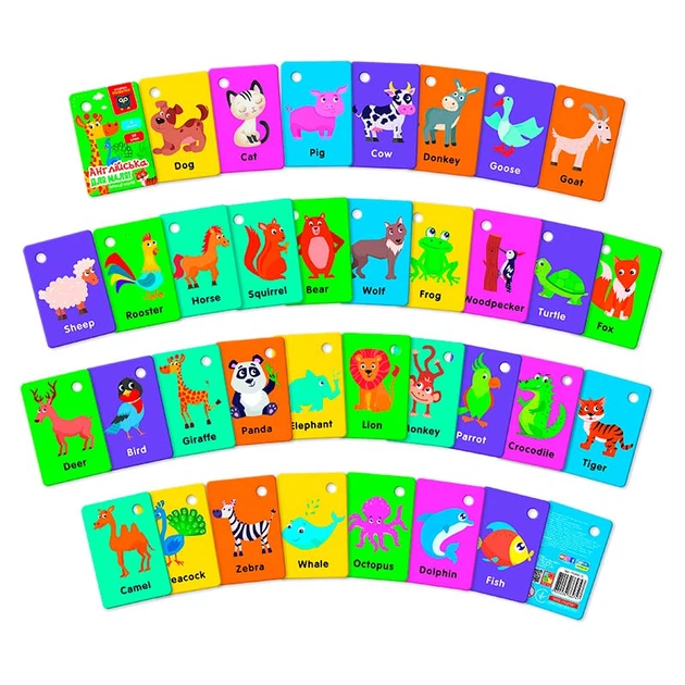 Карточки на кольце Vladi Toys Английский. Мир животных 18 карт VT5000-15 - изображение 2