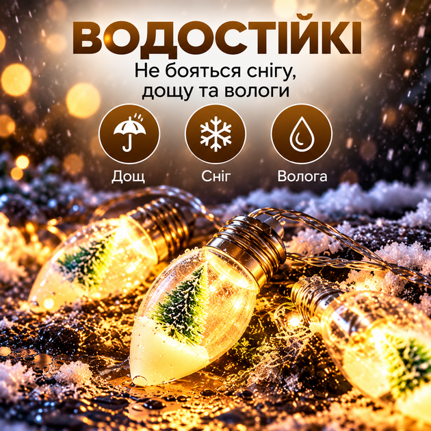 Светодиодная гирлянда лампочки с игрушками новогодняя LED гирлянда украшения на елку лед гирлянда для дома праздничная светодиодная гирлянда для комнаты уличная ретро гирлянда - изображение 2