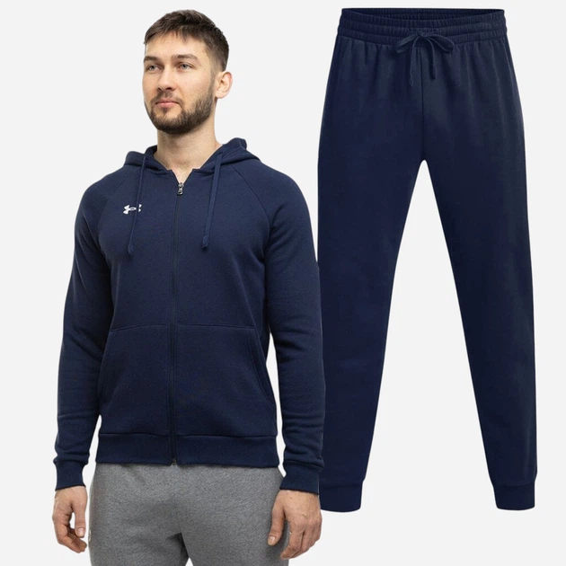 Спортивный костюм мужской Under Armour Rival Fleece Fz Hoodie + Rival Fleece Joggers 1379767-410&1379774-410 M Темно-синий (2723986462286) - Фото 1 Спортивный костюм мужской Under Armour Rival Fleece Fz Hoodie + Rival Fleece Joggers 1379767-410&1379774-410 M Темно-синий (2723986462286) - изображение 1